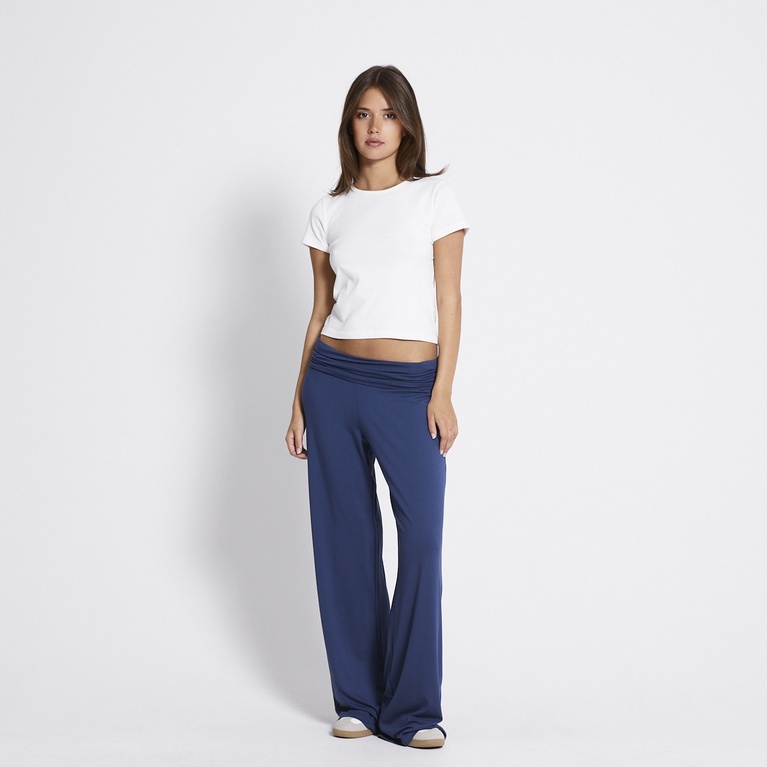 Foldable wide pants "Eleni" Washed navy